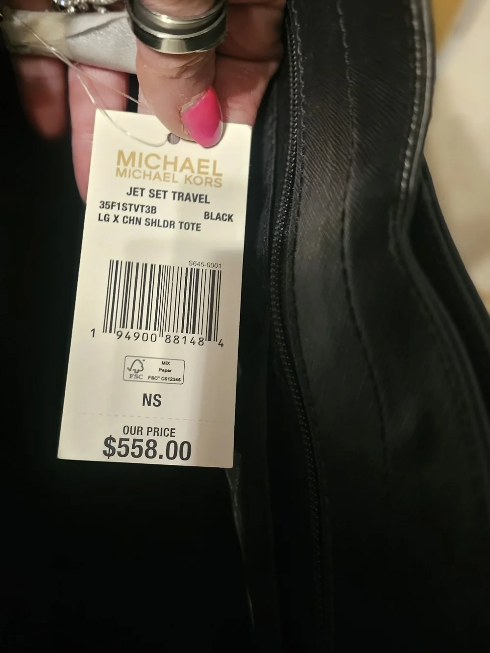 NEW w/tags Michael Kors Black MK Logo Chain-Handle Large Jet Set